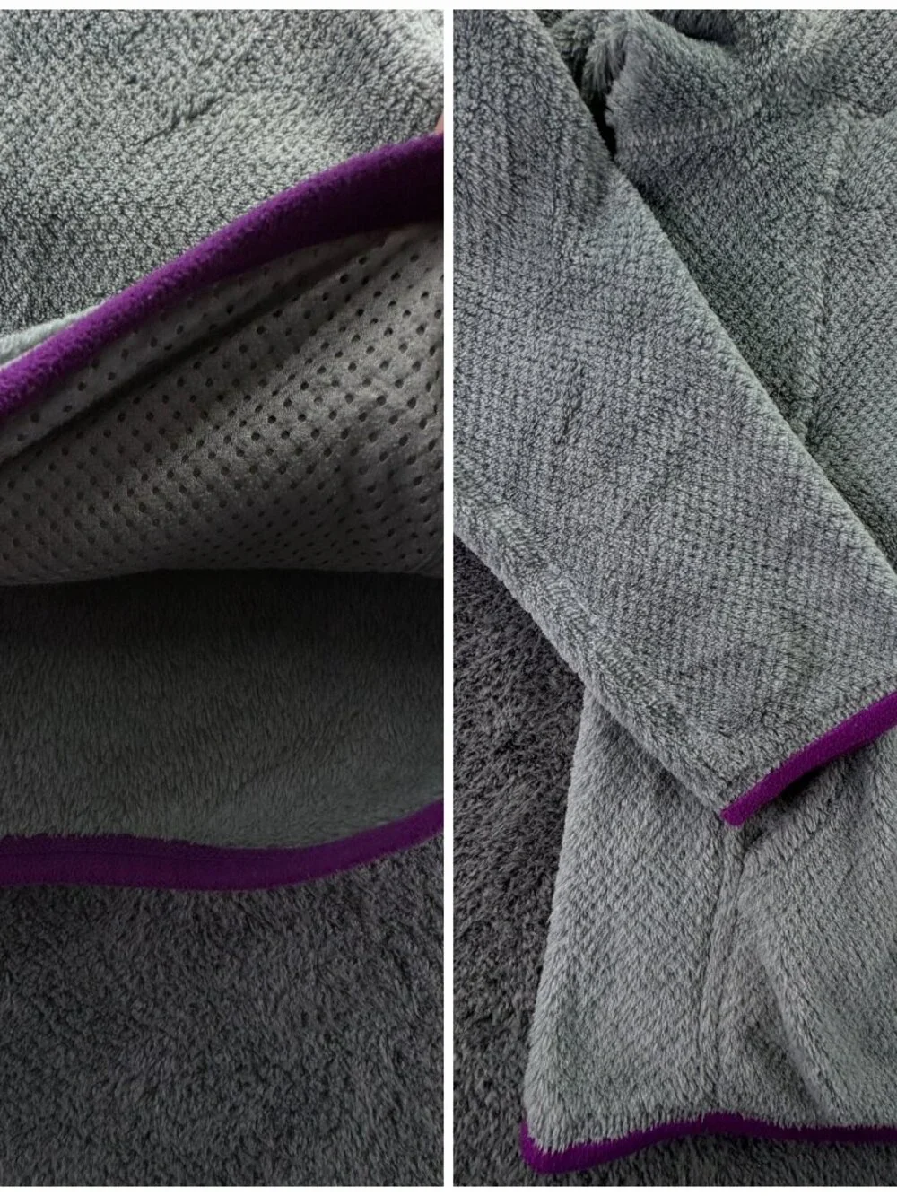 Patagonia Women Jacket Adult Gray Purple Medium W/ Pocket, Logo 1/4 Snap Soft